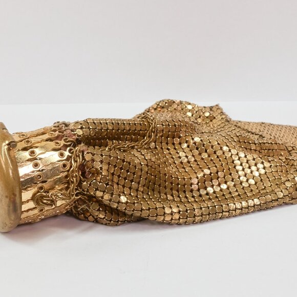 Whiting & Davis Mesh Purse / Vintage Gold Tone Metal Evening Bag / Made in USA - Picture 2 of 12